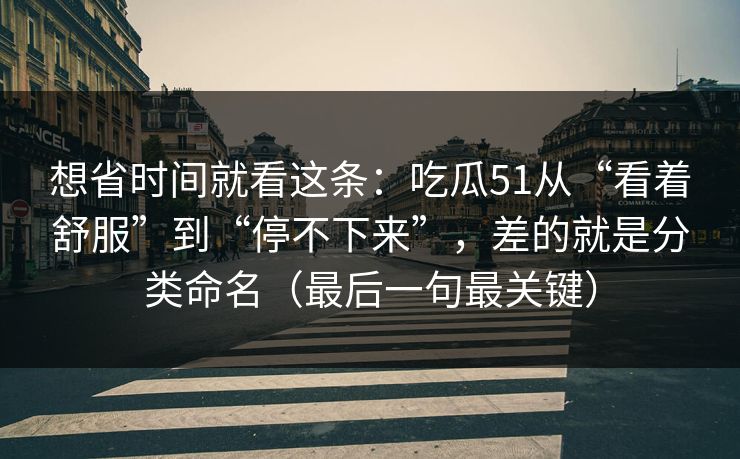 想省时间就看这条：吃瓜51从“看着舒服”到“停不下来”，差的就是分类命名（最后一句最关键）