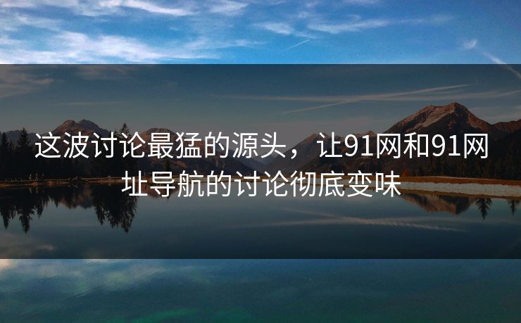 这波讨论最猛的源头，让91网和91网址导航的讨论彻底变味